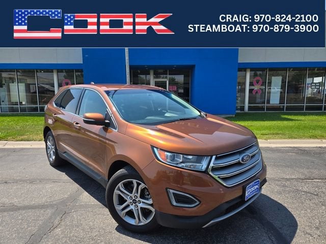 2017 Ford Edge Titanium in Orange — front three-quarter view