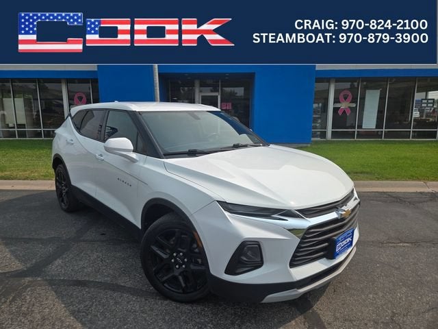 2019 Chevrolet Blazer Base in Summit White — front three-quarter view
