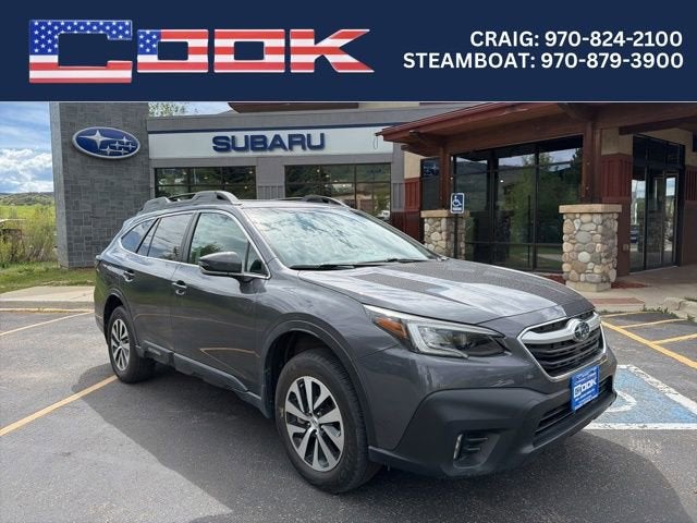 2020 Subaru Outback Premium in Gray — front three-quarter view