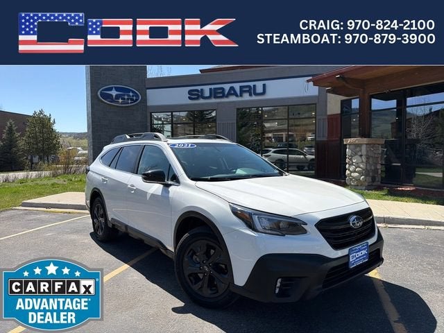 2021 Subaru Outback Onyx Edition XT in White — front three-quarter view