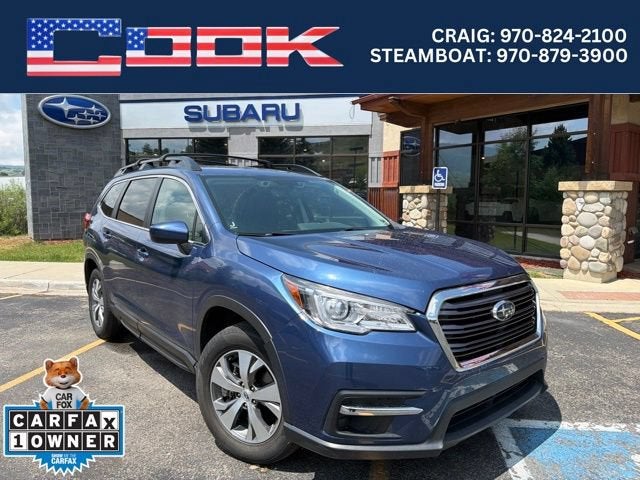 2021 Subaru Ascent Premium in Blue — front three-quarter view